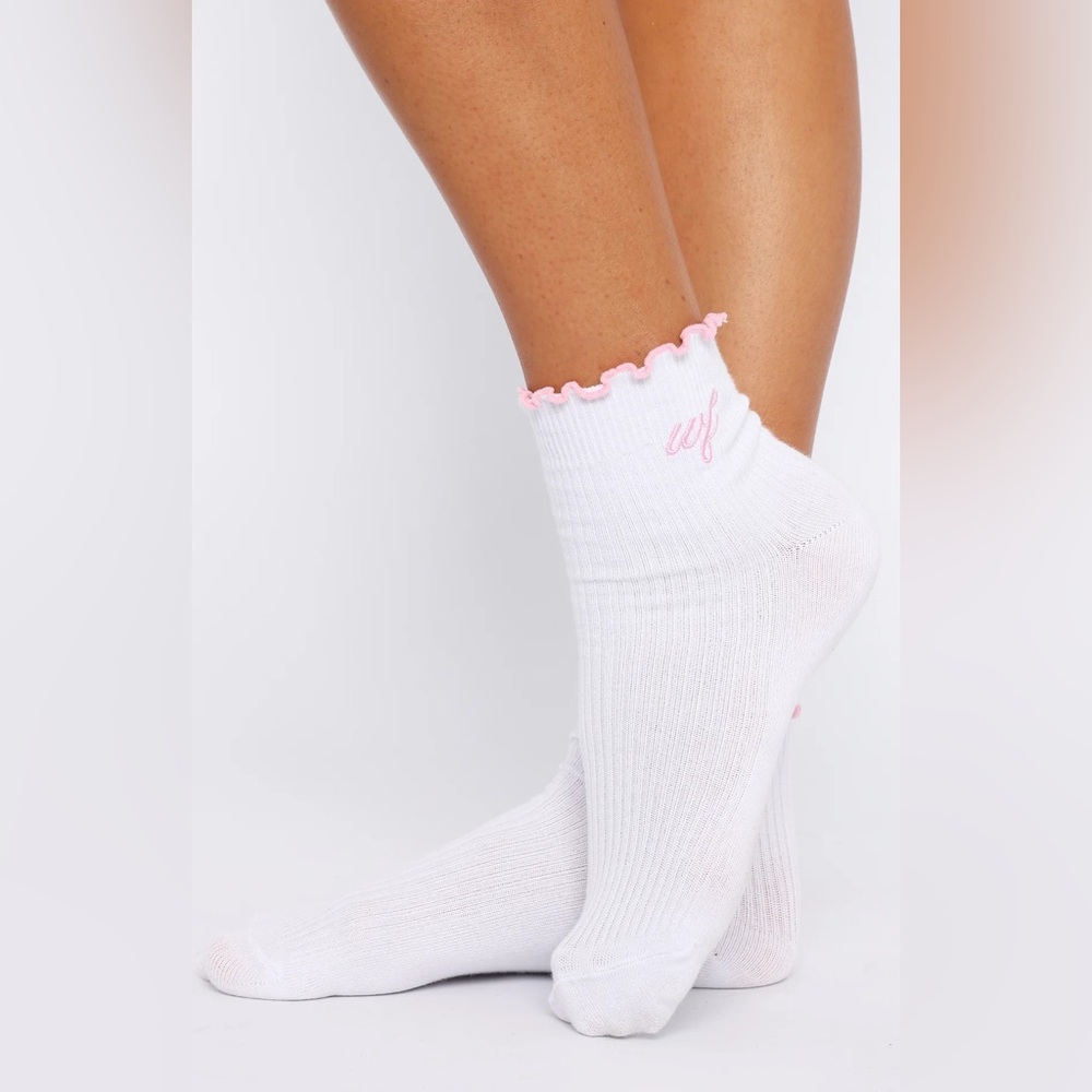 White Fox Boutique Me Time Socks White/Pink - Picture 3 of 3